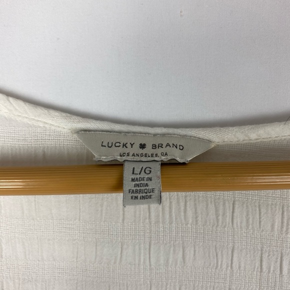 Lucky Brand White Split Neck Tiered Peasant Top - Picture 5 of 6